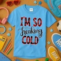 I'mfunny Giftogiftfreakinggiftcold I'm Literally Freezing Red Plaid Xmas Funny G Kids T-Shirt thumb 3