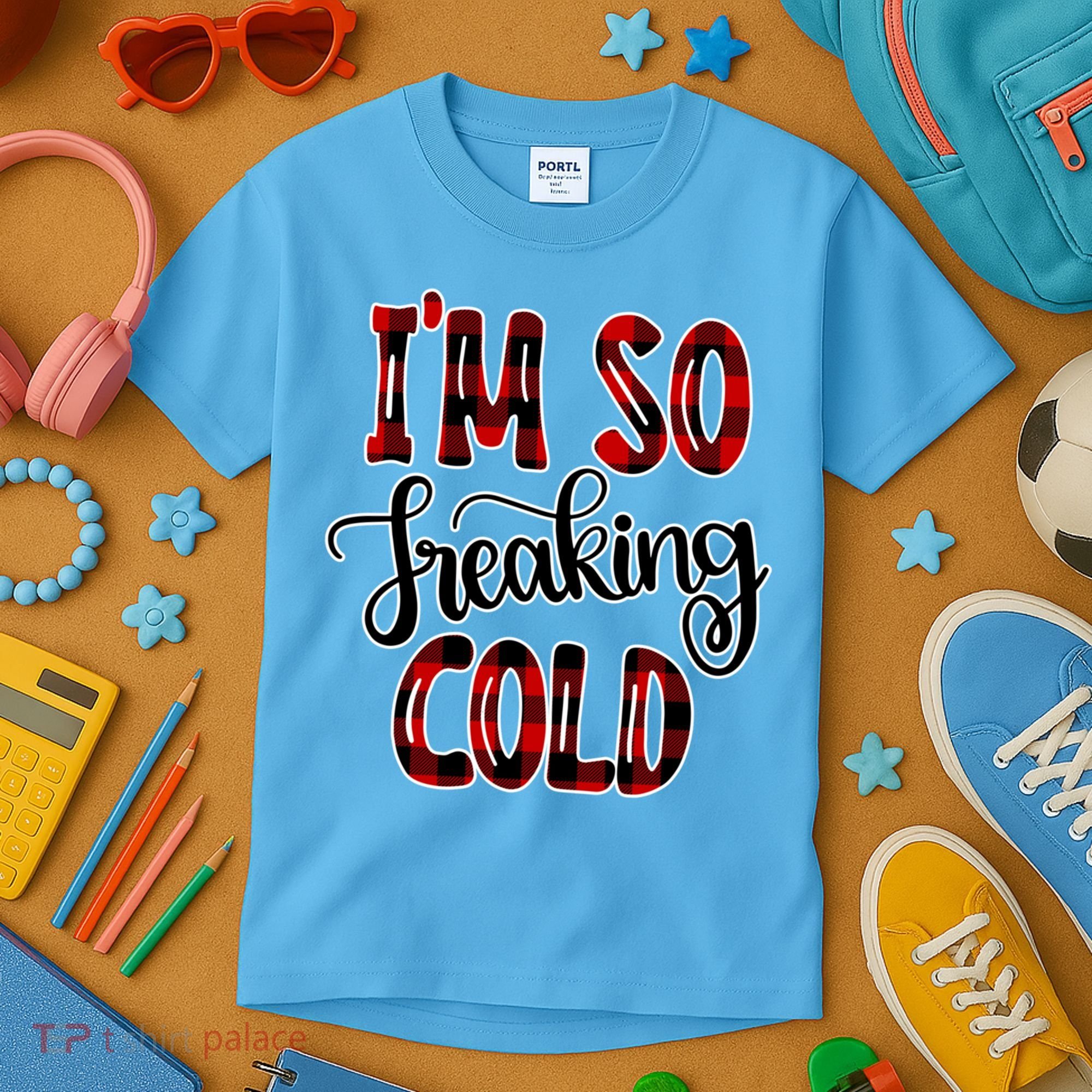I'mfunny Giftogiftfreakinggiftcold I'm Literally Freezing Red Plaid Xmas Funny G Kids T-Shirt