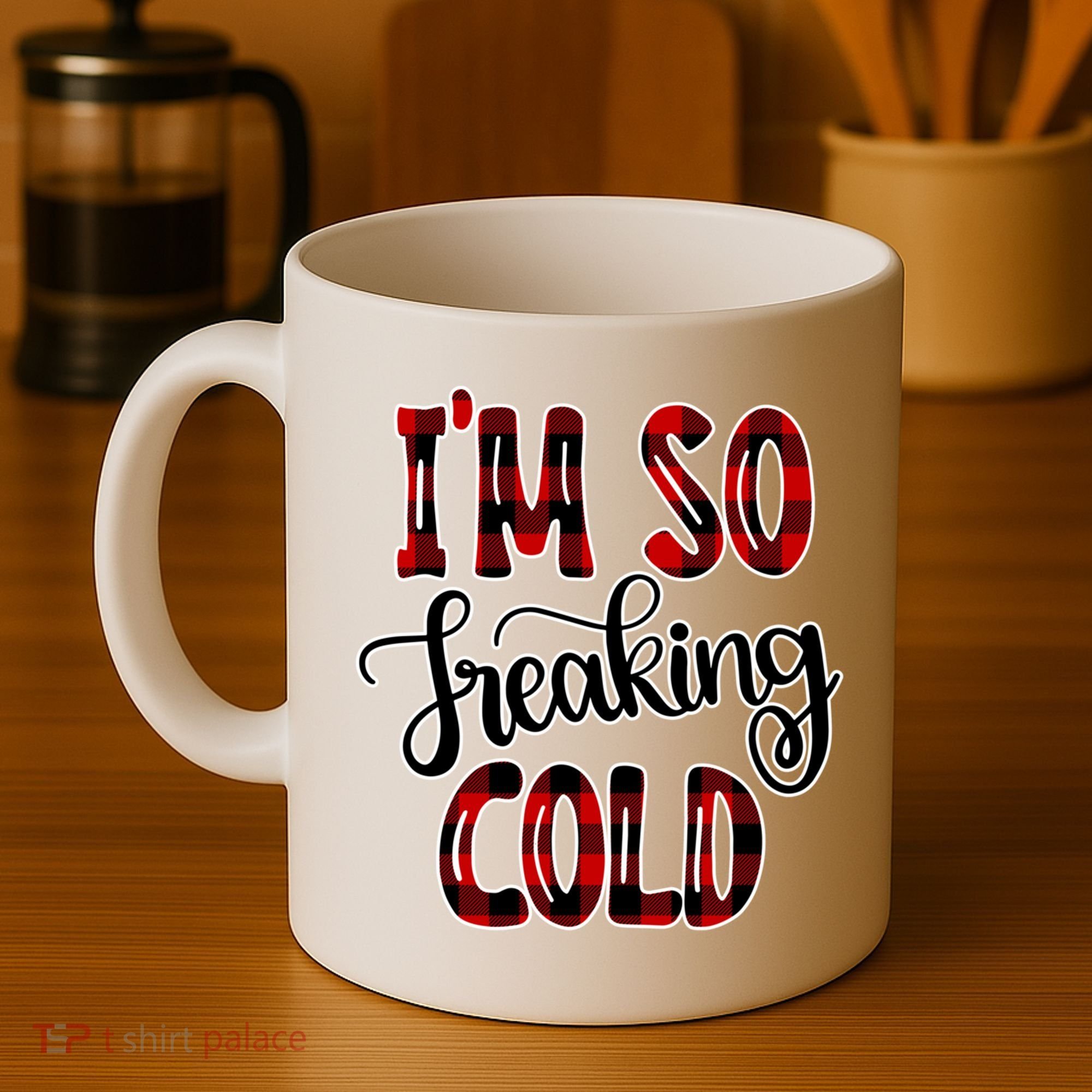I'mfunny Giftogiftfreakinggiftcold I'm Literally Freezing Red Plaid Xmas Funny G Coffee Mug