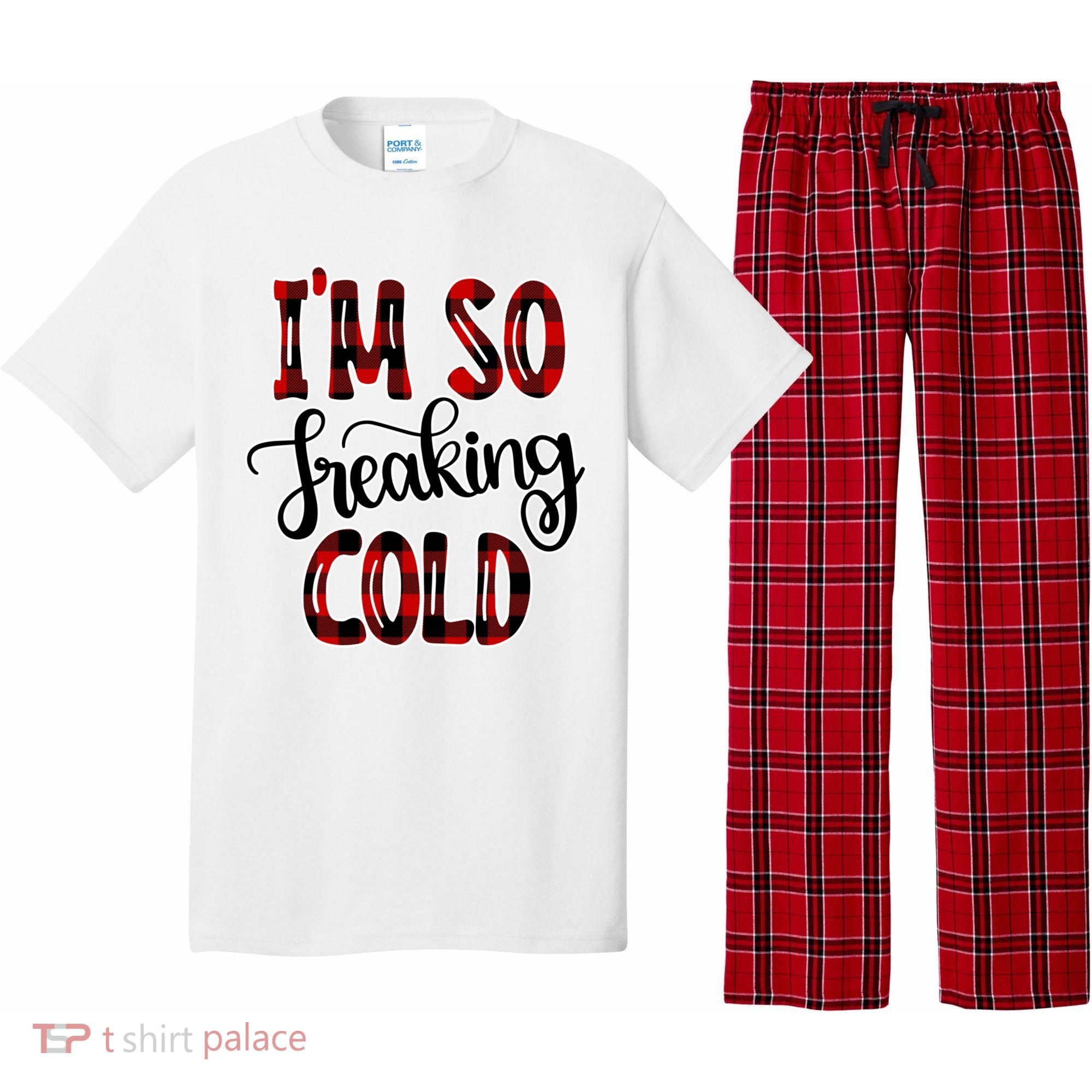 I'mfunny Giftogiftfreakinggiftcold I'm Literally Freezing Red Plaid Xmas Funny G Pajama Set