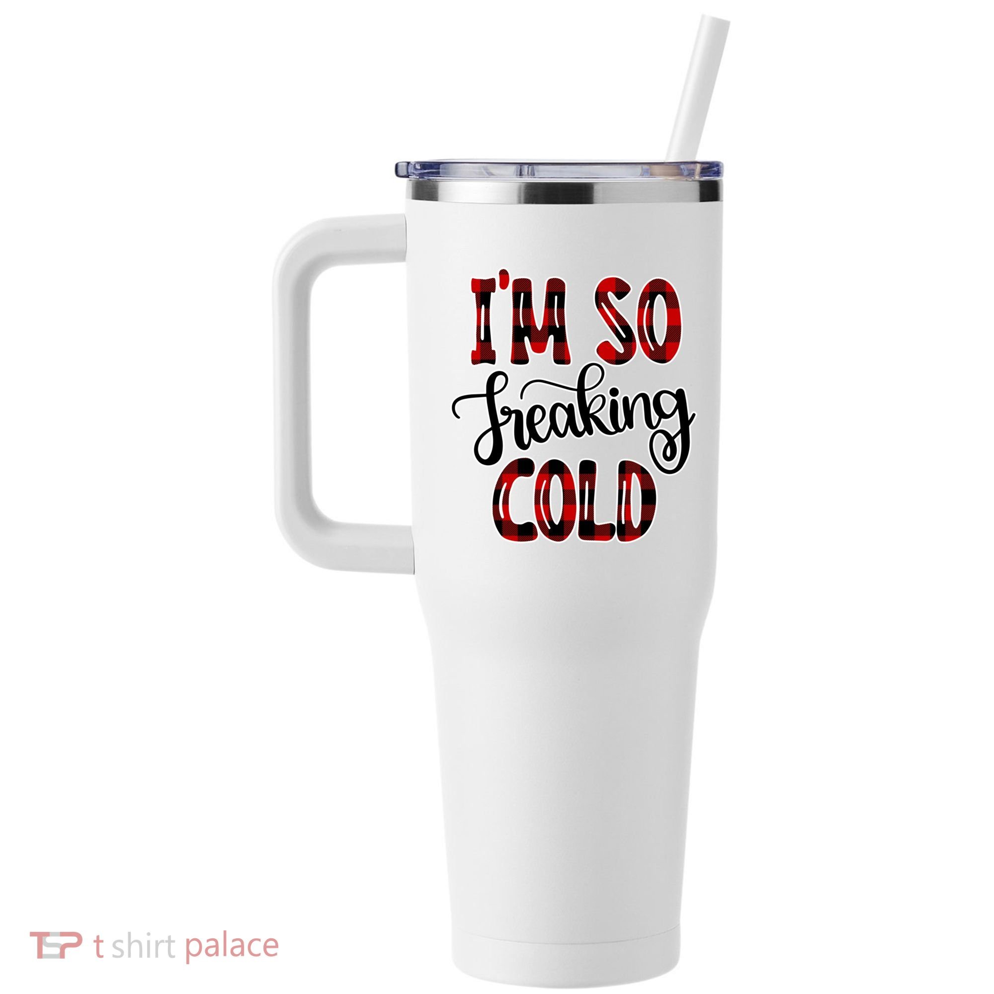 I'mfunny Giftogiftfreakinggiftcold I'm Literally Freezing Red Plaid Xmas Funny G 40oz Vacuum Insulated Stainless Steel Travel Tumbler