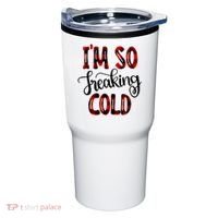 I'mfunny Giftogiftfreakinggiftcold I'm Literally Freezing Red Plaid Xmas Funny G Tumbler thumb 0