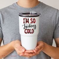 I'mfunny Giftogiftfreakinggiftcold I'm Literally Freezing Red Plaid Xmas Funny G Tumbler thumb 2