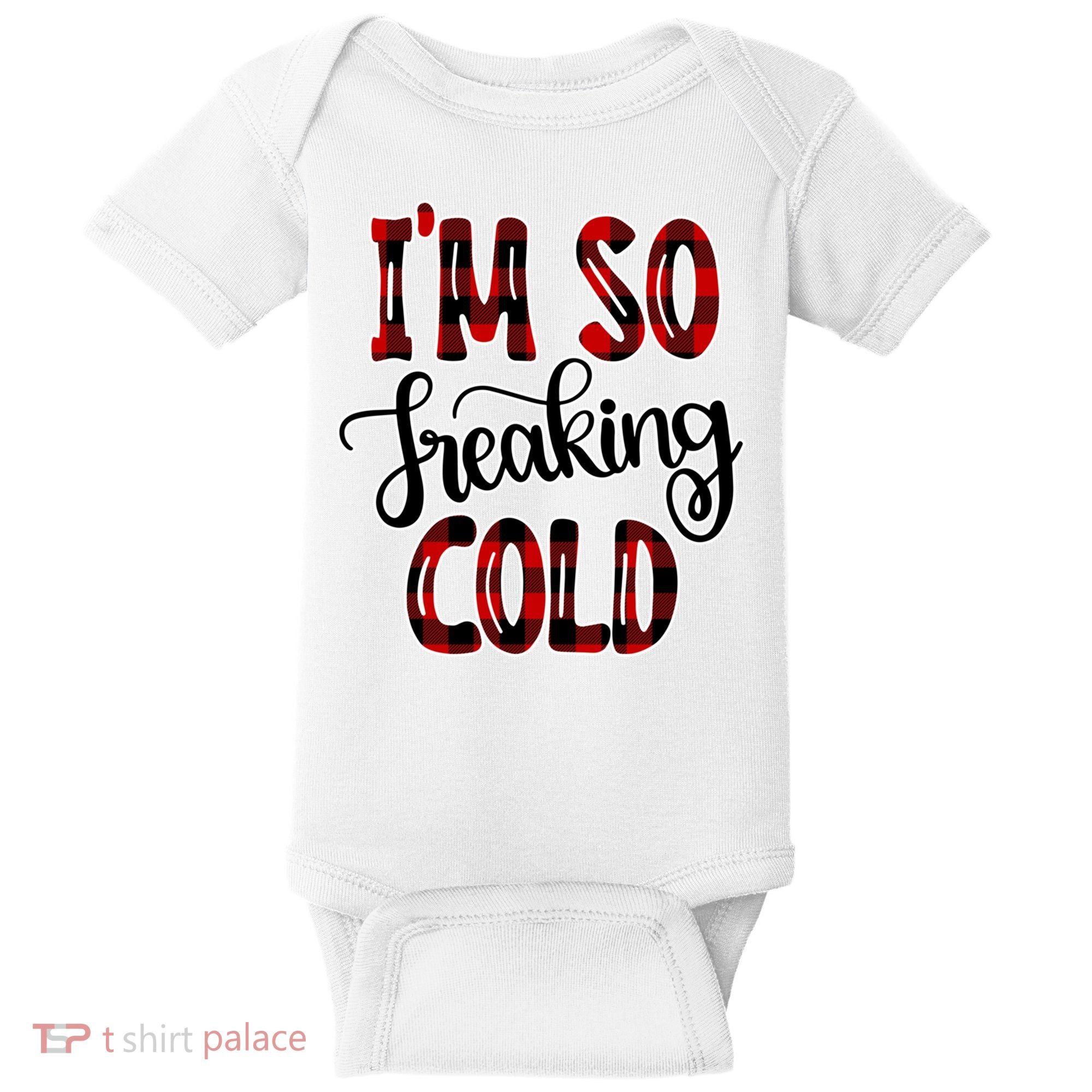 I'mfunny Giftogiftfreakinggiftcold I'm Literally Freezing Red Plaid Xmas Funny G Baby Bodysuit