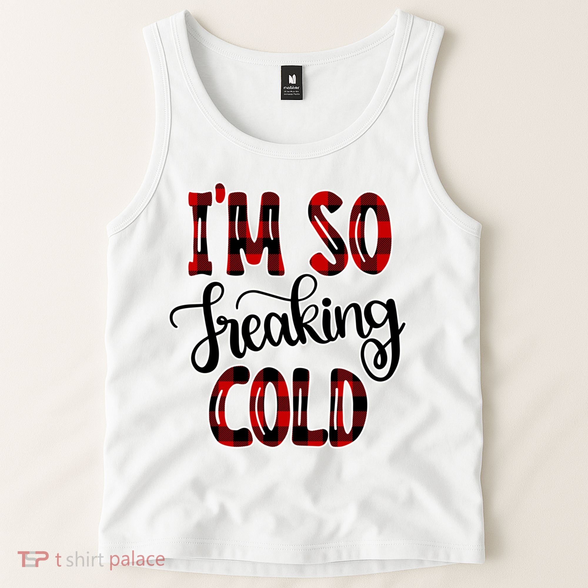 I'mfunny Giftogiftfreakinggiftcold I'm Literally Freezing Red Plaid Xmas Funny G Tank Top