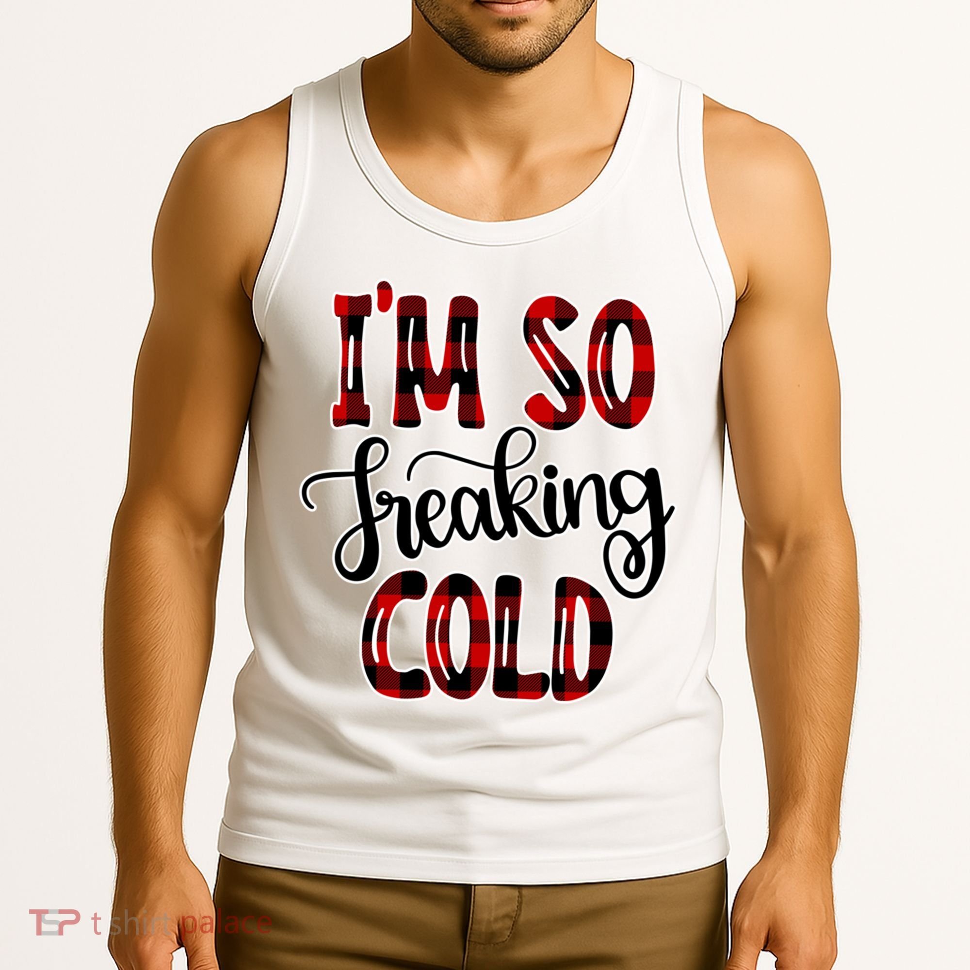 I'mfunny Giftogiftfreakinggiftcold I'm Literally Freezing Red Plaid Xmas Funny G Tank Top