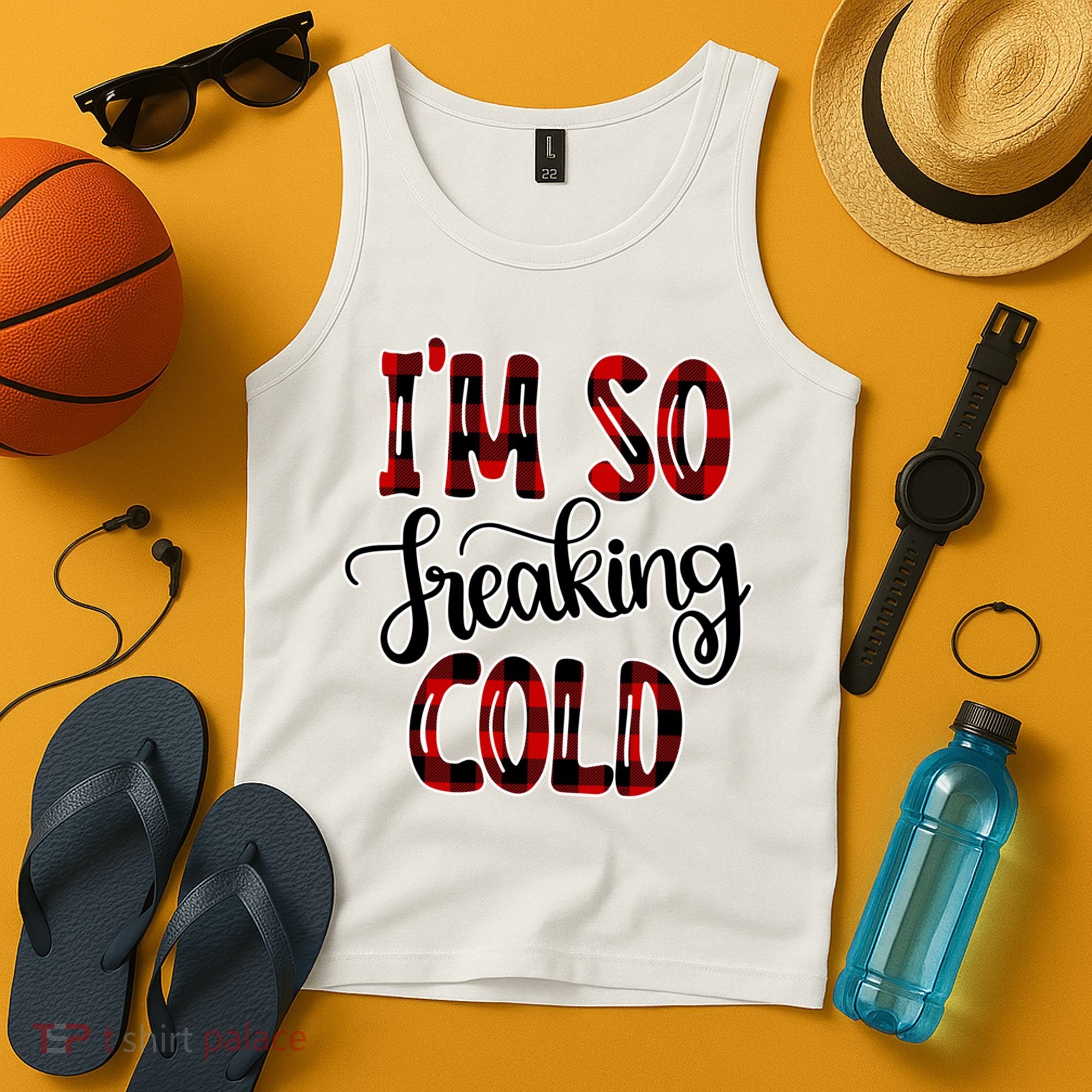 I'mfunny Giftogiftfreakinggiftcold I'm Literally Freezing Red Plaid Xmas Funny G Tank Top