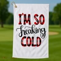 I'mfunny Giftogiftfreakinggiftcold I'm Literally Freezing Red Plaid Xmas Funny G Golf Towel thumb 1