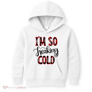 I'mfunny Giftogiftfreakinggiftcold I'm Literally Freezing Red Plaid Xmas Funny G Kids Hoodie