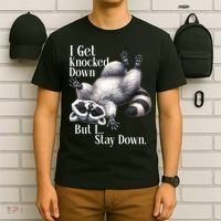 I Get Knocked Down But I Stay Down Funny Raccoon T-Shirt thumb 6