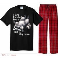 I Get Knocked Down But I Stay Down Funny Raccoon Pajama Set thumb 0