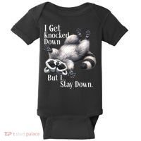 I Get Knocked Down But I Stay Down Funny Raccoon Baby Bodysuit thumb 0