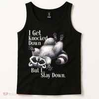 I Get Knocked Down But I Stay Down Funny Raccoon Tank Top thumb 2