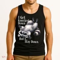 I Get Knocked Down But I Stay Down Funny Raccoon Tank Top thumb 3