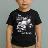 I Get Knocked Down But I Stay Down Funny Raccoon Toddler T-Shirt thumb 2