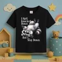 I Get Knocked Down But I Stay Down Funny Raccoon Toddler T-Shirt thumb 3