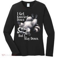 I Get Knocked Down But I Stay Down Funny Raccoon Women's Long Sleeve Shirt thumb 0