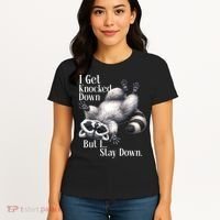 I Get Knocked Down But I Stay Down Funny Raccoon Women's T-Shirt thumb 4