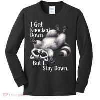 I Get Knocked Down But I Stay Down Funny Raccoon Kids Long Sleeve Shirt thumb 0