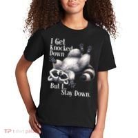 I Get Knocked Down But I Stay Down Funny Raccoon Kids T-Shirt thumb 2