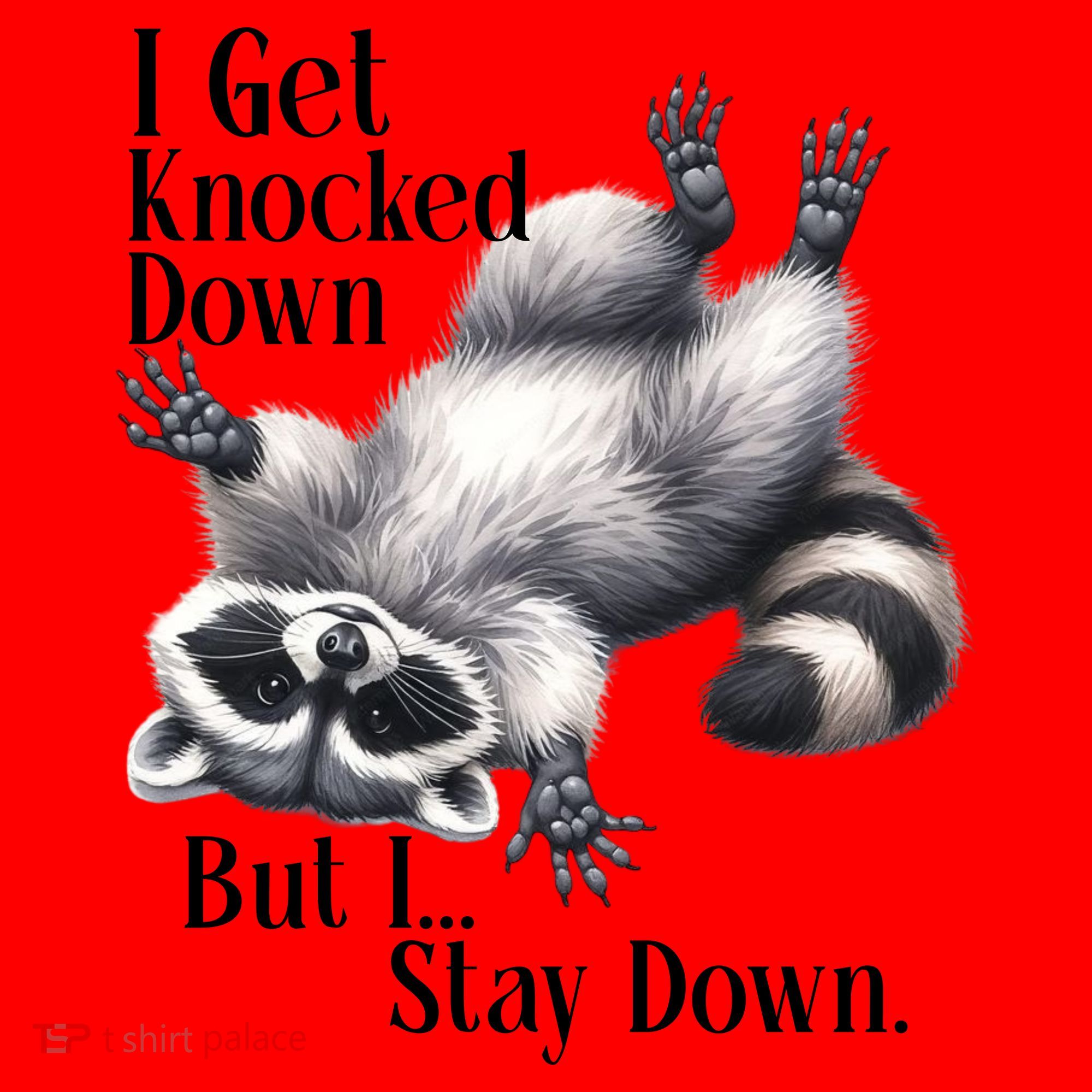 I Get Knocked Down But I Stay Down Funny Raccoon Santa Hat