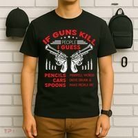 If Guns Kill People Crossed Pistols T-Shirt thumb 6