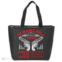If Guns Kill People Crossed Pistols Tote Bag thumb 0
