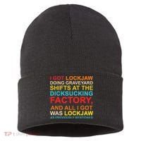 I Got Lockjaw Doing Graveyard Shifts At The Dicksucking Sustainable Knit Beanie thumb 0