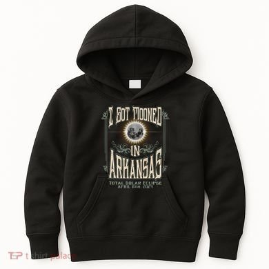 I Got Mooned In Arkansas Total Solar Eclipse 2024 Kids Hoodie