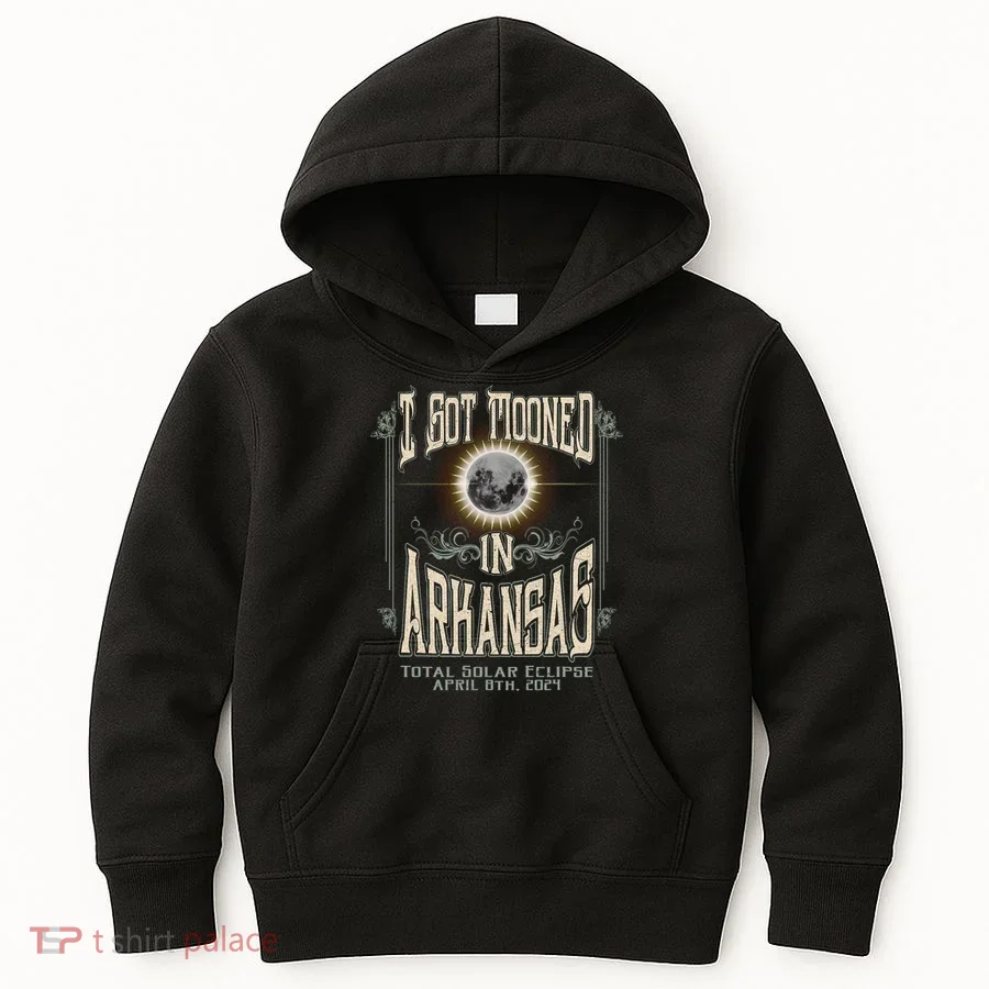 I Got Mooned In Arkansas Total Solar Eclipse 2024 Kids Hoodie