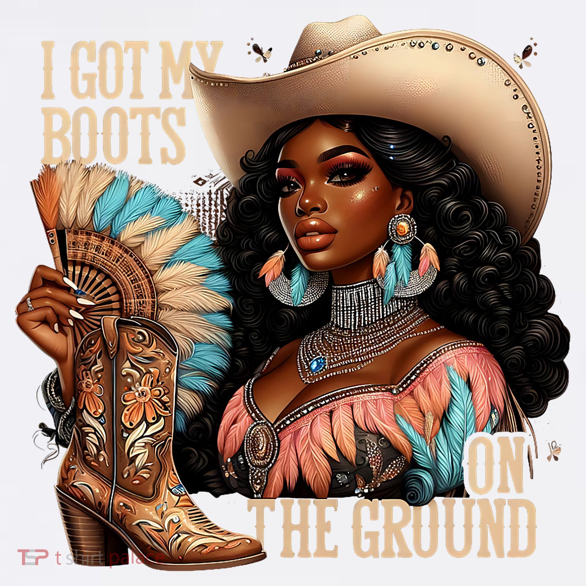 I Got My Boots On The Ground Western Cowgirl Melanin Swag  Women's Hoodie
