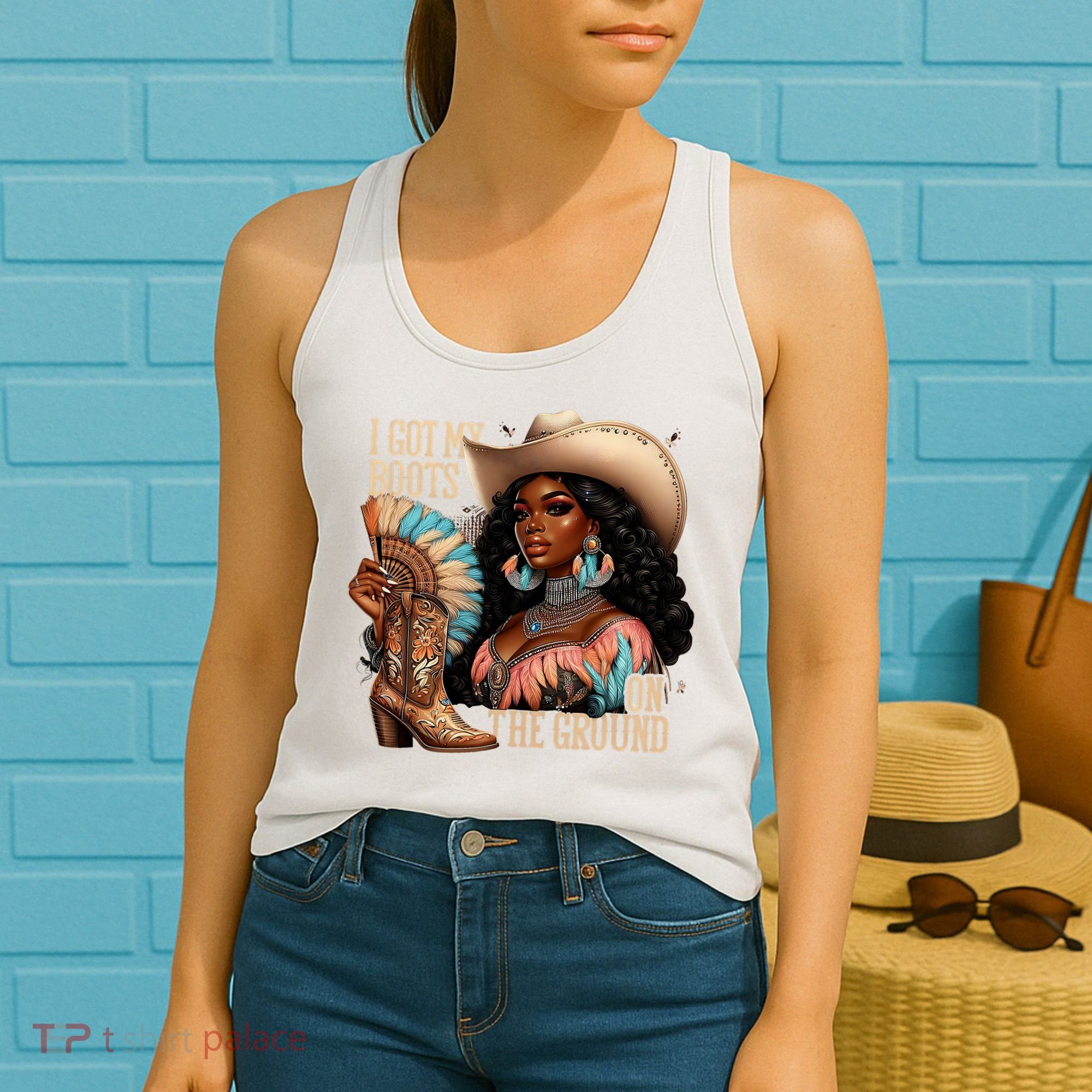 I Got My Boots On The Ground Western Cowgirl Melanin Swag  Women's Tank Top