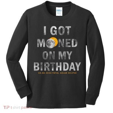 I Got Mooned On My Birthday Kids Long Sleeve Shirt