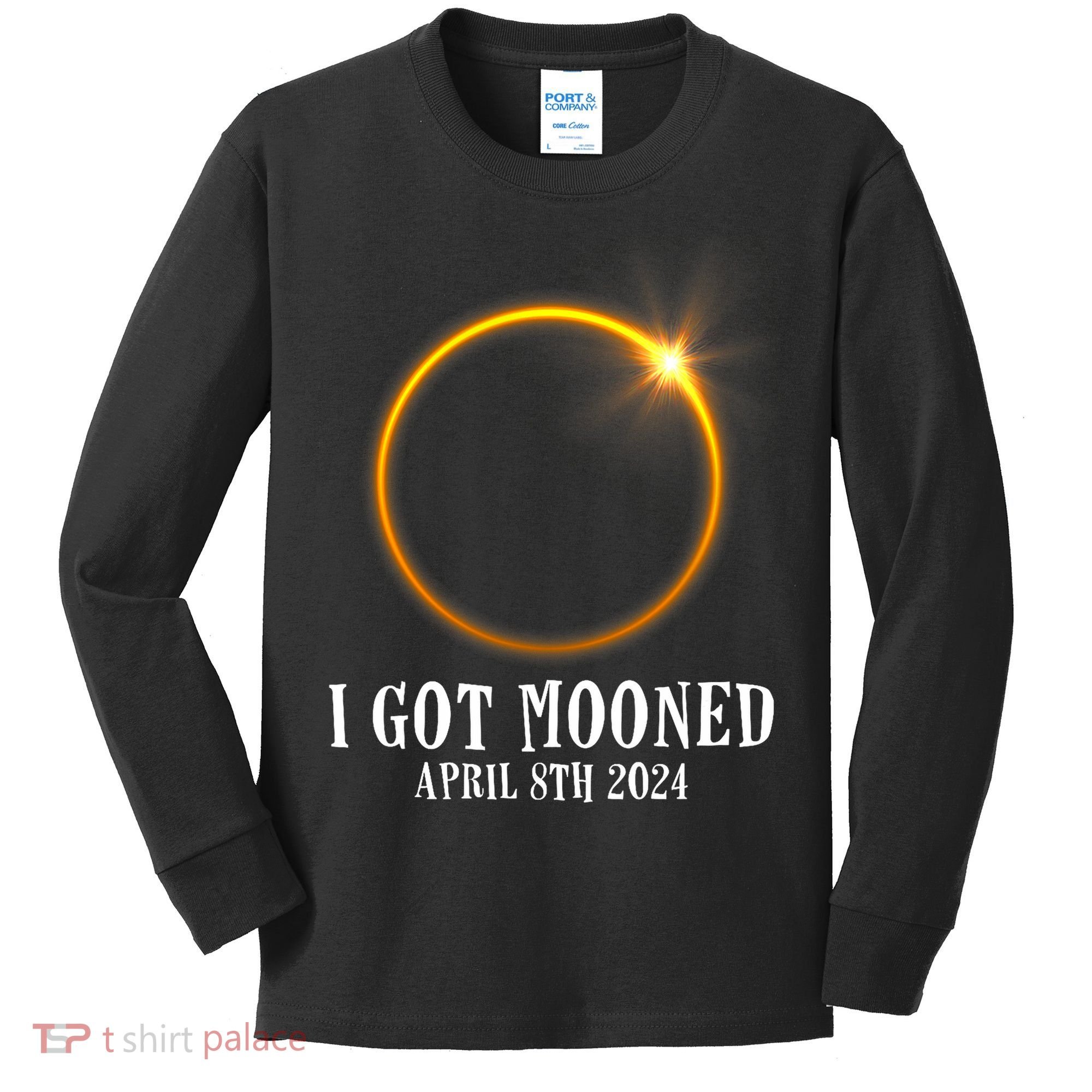 I Got Mooned 4.08.24 Total Solar Eclipse 2024 Kids Long Sleeve Shirt