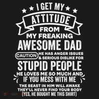 I Get My Attitude From My Dad Funny Gift Backpack thumb 2