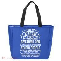 I Get My Attitude From My Dad Funny Gift Tote Bag thumb 0