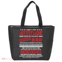 I Get My Attitude From My Freaking Awesome Dad! Pullover Hoodie Tote Bag thumb 0