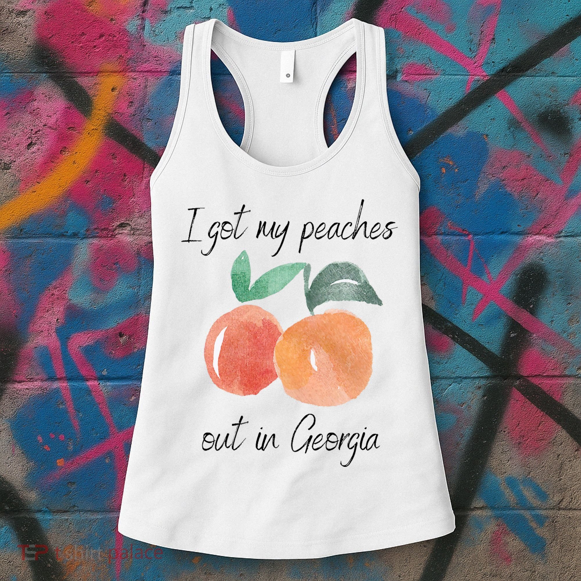 I Got My Peaches Out In Georgia Lyrics Song Funny Fruit Women's Tank Top