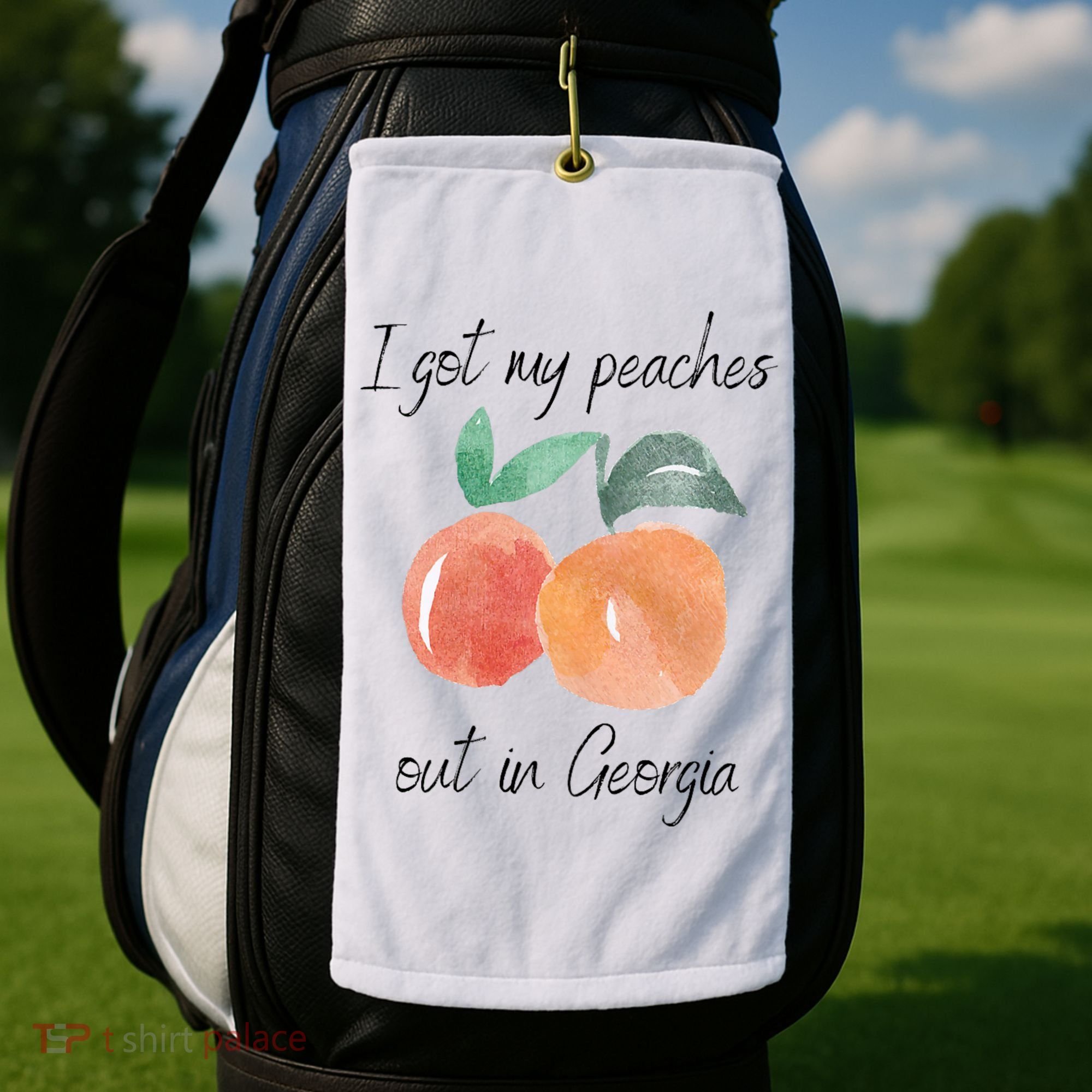 I Got My Peaches Out In Georgia Lyrics Song Funny Fruit Golf Towel