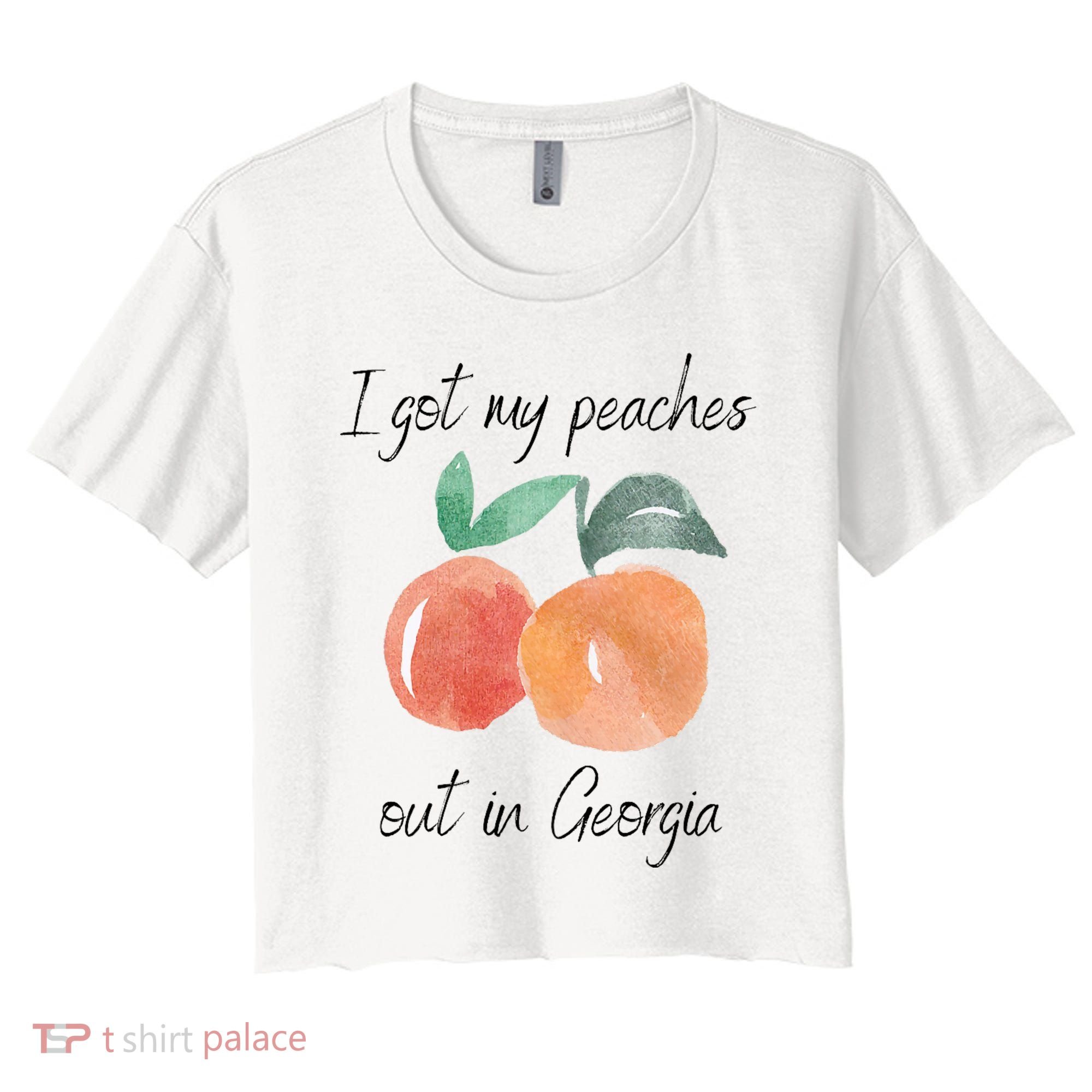 I Got My Peaches Out In Georgia Lyrics Song Funny Fruit Women's Crop Top Tee