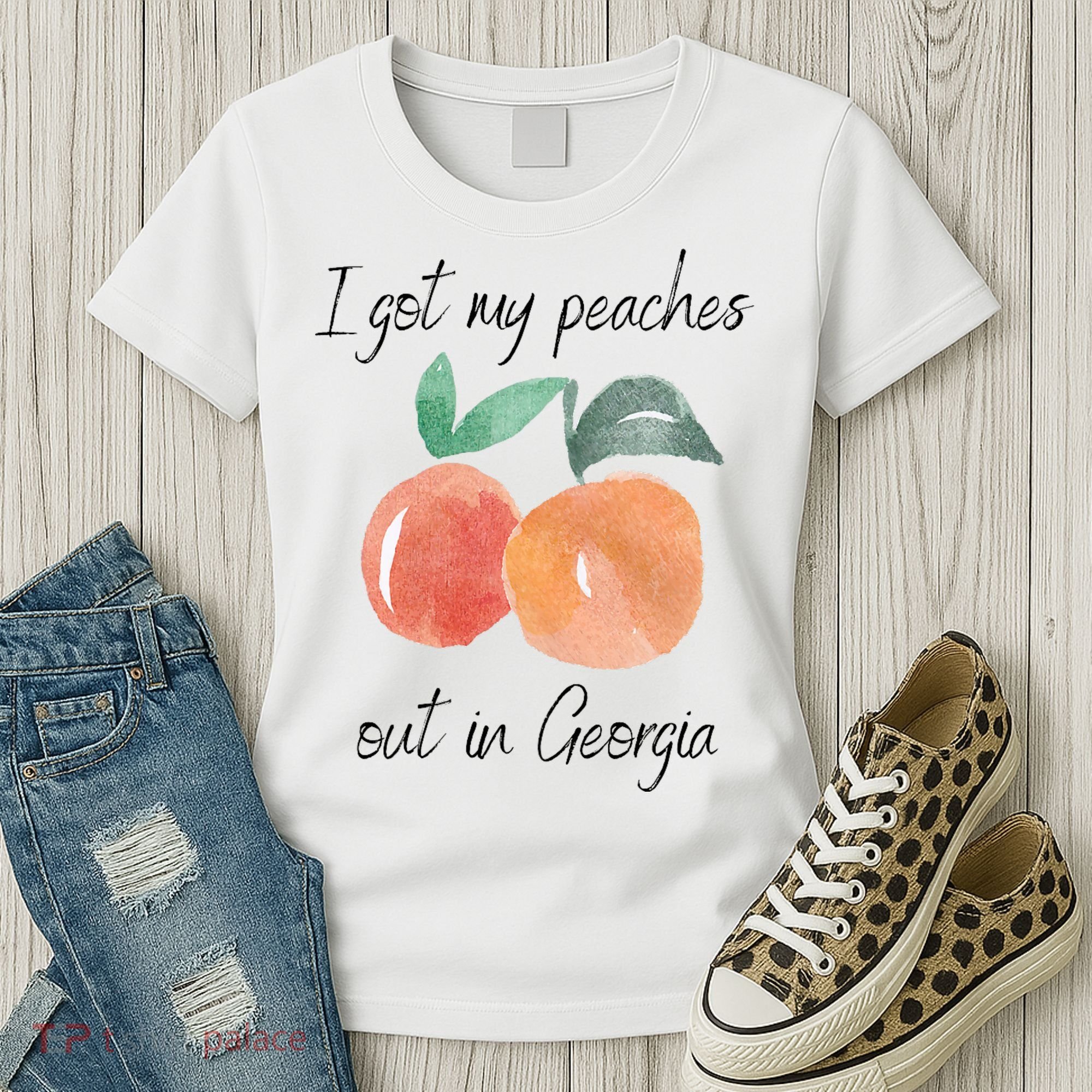 I Got My Peaches Out In Georgia Lyrics Song Funny Fruit Women's T-Shirt