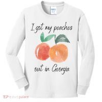I Got My Peaches Out In Georgia Lyrics Song Funny Fruit Kids Long Sleeve Shirt thumb 0