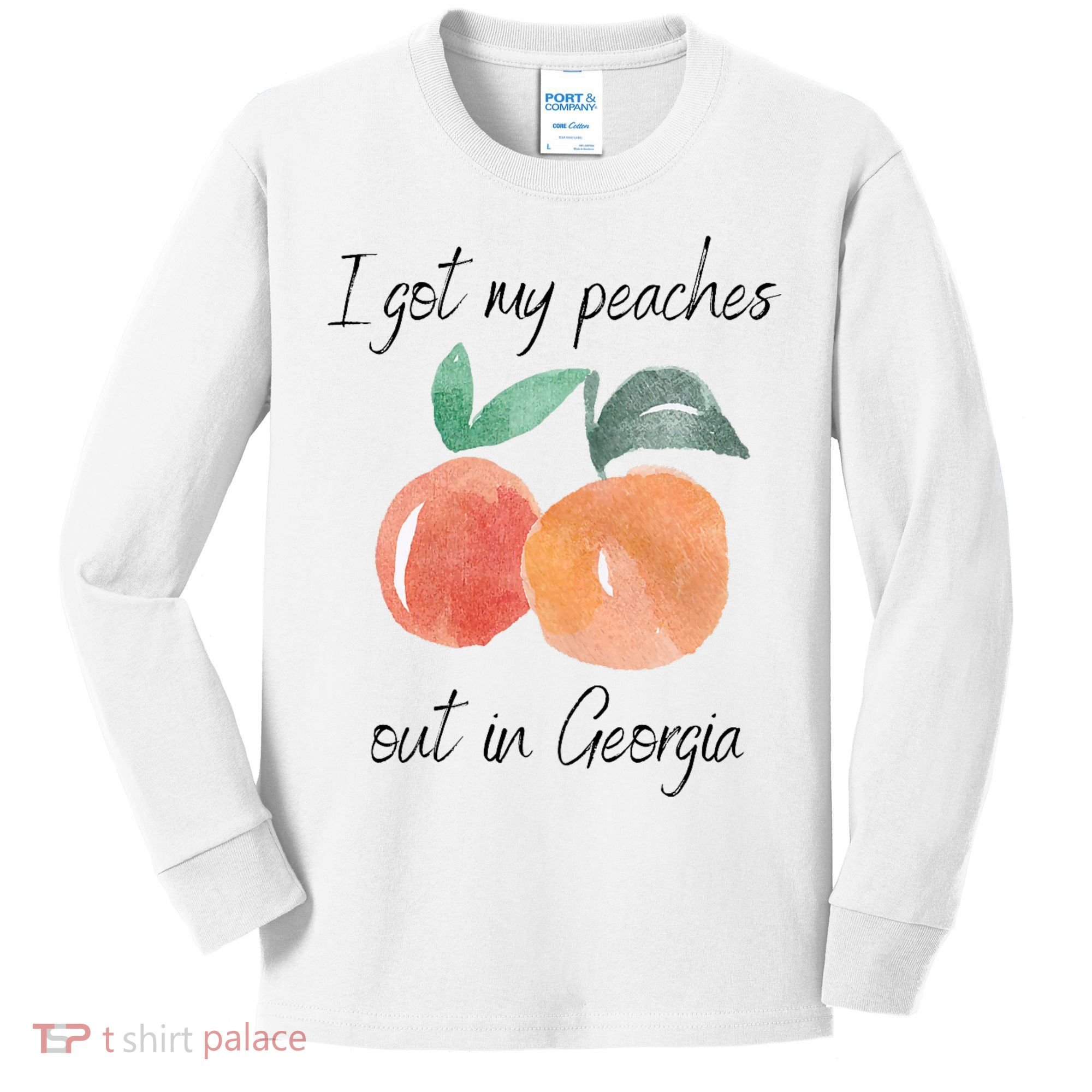 I Got My Peaches Out In Georgia Lyrics Song Funny Fruit Kids Long Sleeve Shirt
