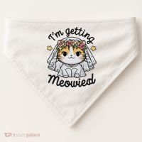 I'm Getting Meowied Bridesmaid Bachelorette Party Kawaii Cat USA-Made Doggie Bandana thumb 0
