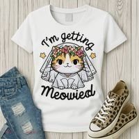 I'm Getting Meowied Bridesmaid Bachelorette Party Kawaii Cat Women's T-Shirt thumb 3