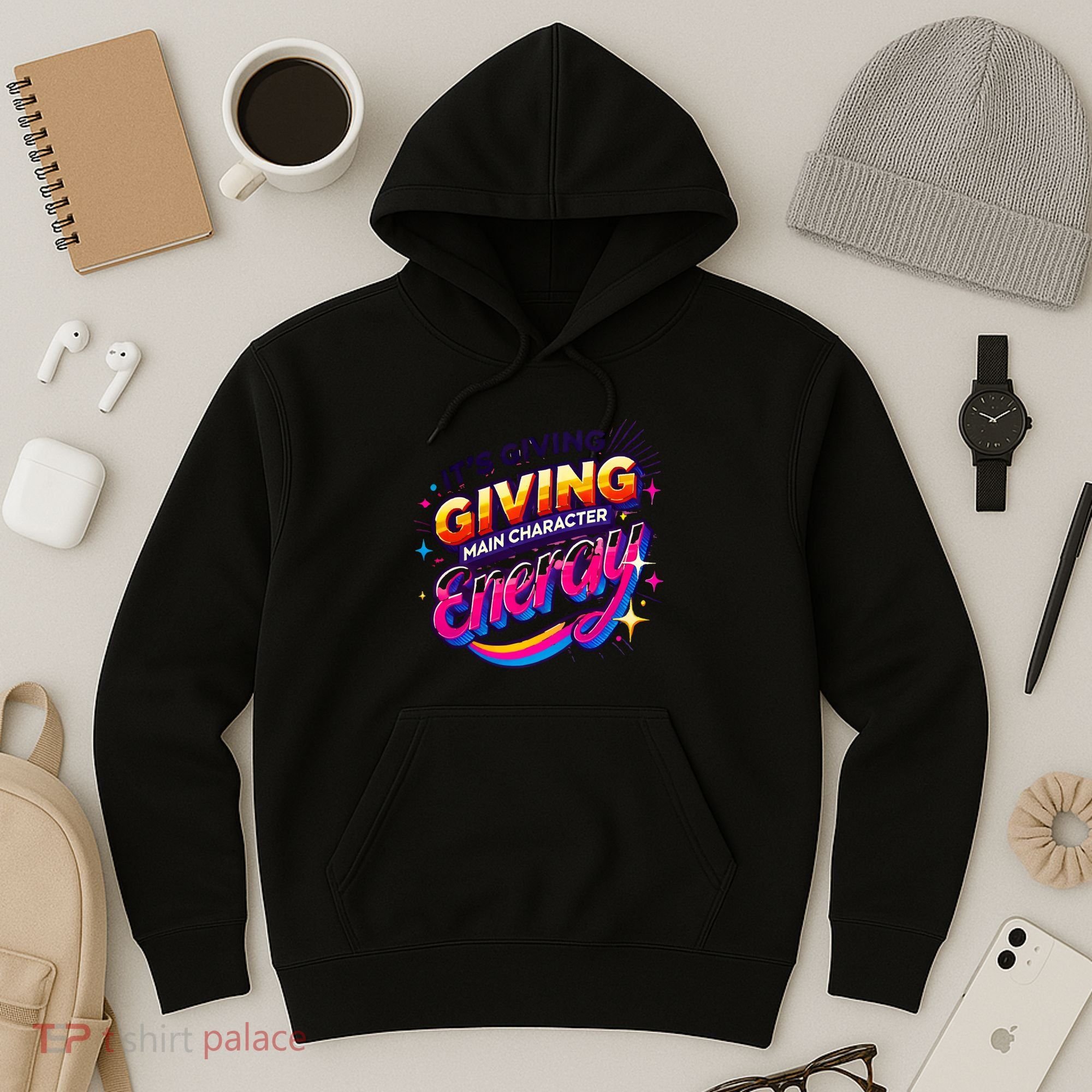 Its Giving Main Character Energy Viral Tiktok Phrase Motivational Self Empower Hoodie