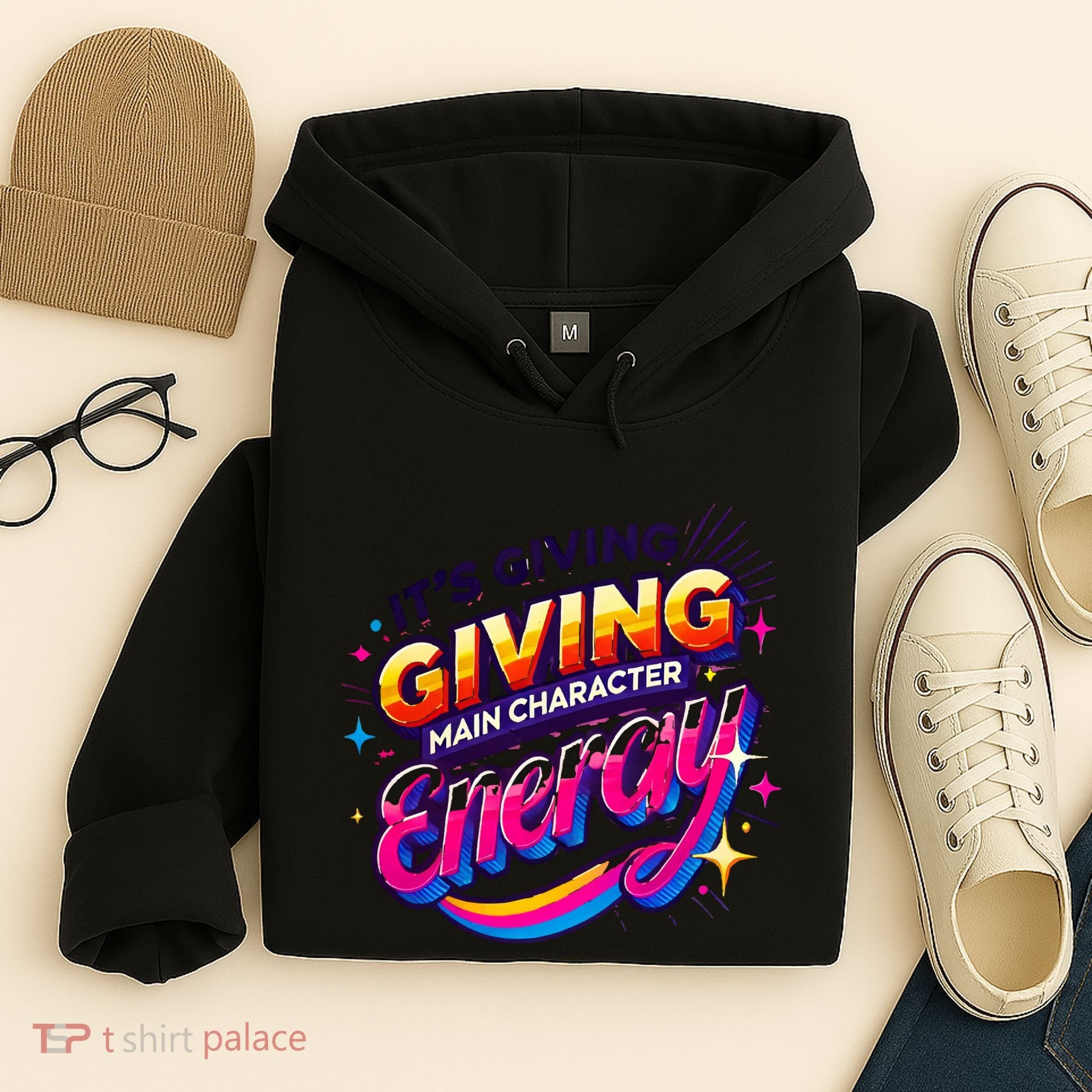 Its Giving Main Character Energy Viral Tiktok Phrase Motivational Self Empower Hoodie