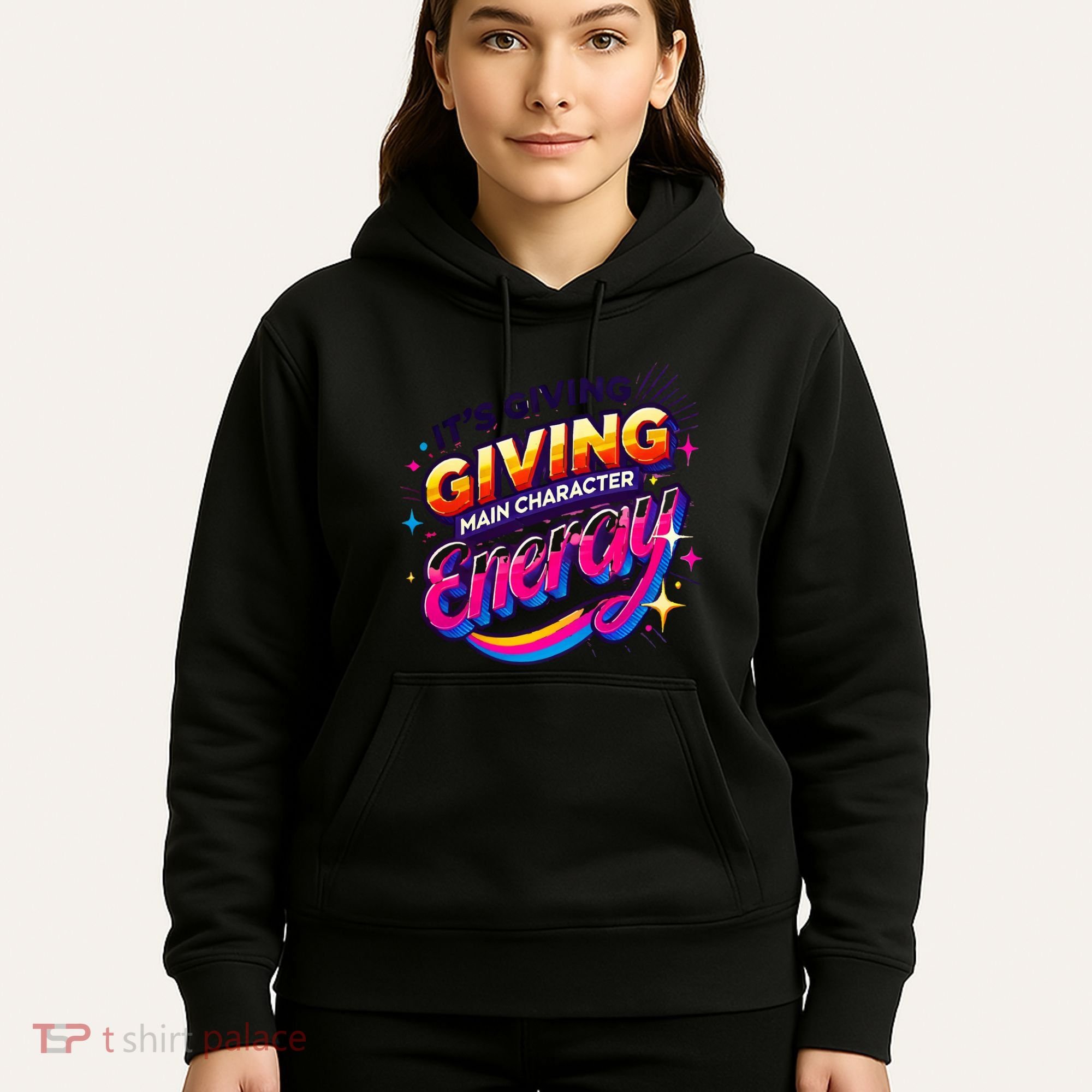 Its Giving Main Character Energy Viral Tiktok Phrase Motivational Self Empower Hoodie