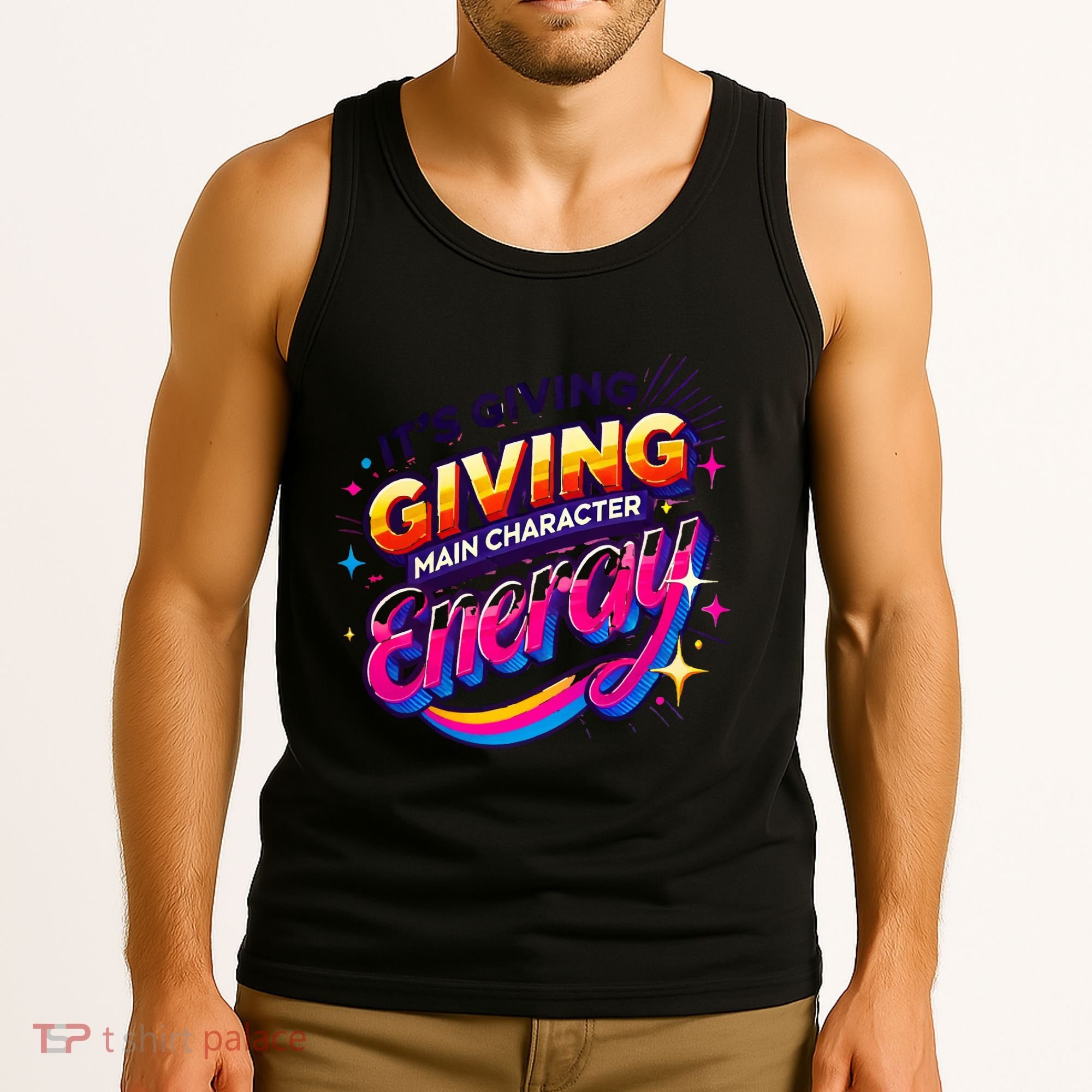 Its Giving Main Character Energy Viral Tiktok Phrase Motivational Self Empower Tank Top