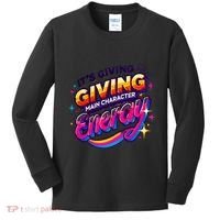 Its Giving Main Character Energy Viral Tiktok Phrase Motivational Self Empower Kids Long Sleeve Shirt thumb 0